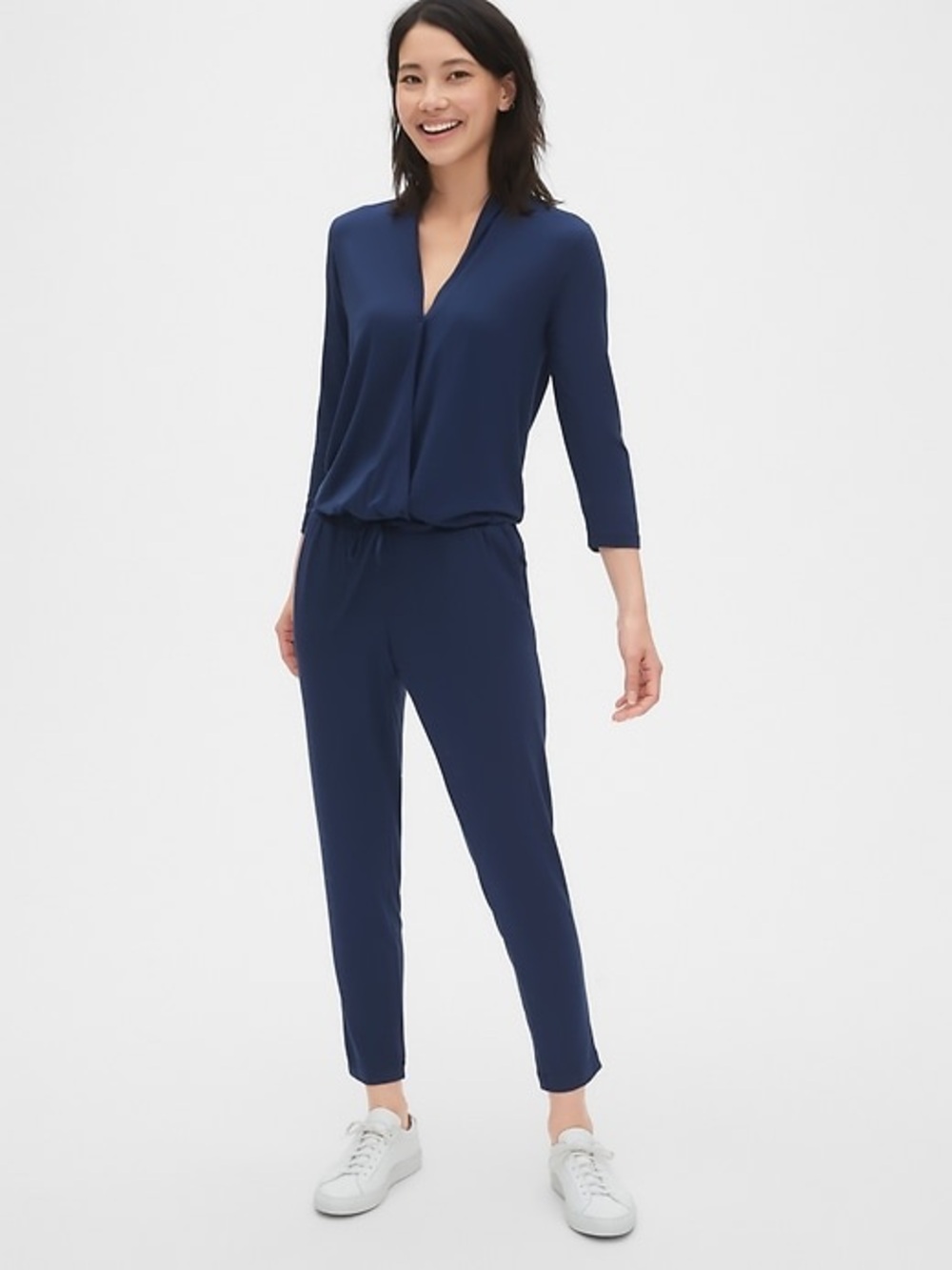 GAP Maternity Wrap Jumpsuit in Comet Blue